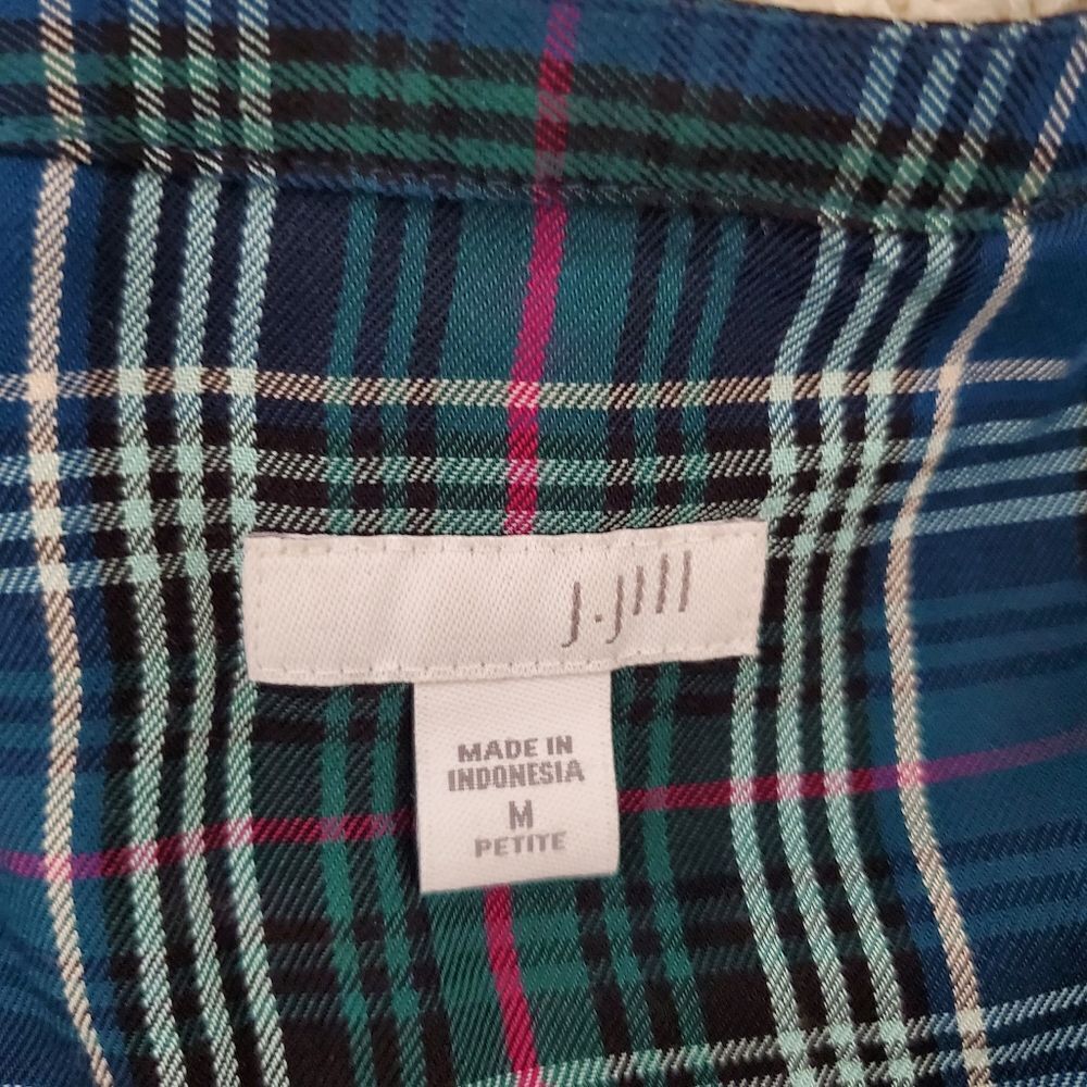 J.Jill Plaid Long Sleeve Button Down Top sz MP - Picture 8 of 10
